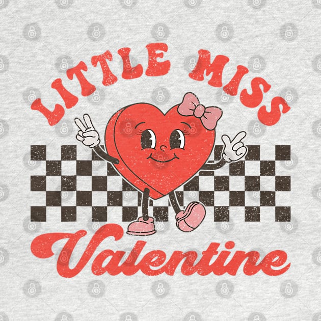 Retro Groovy Little Miss Valentine For Girls Kids Love Vibes by Mitsue Kersting